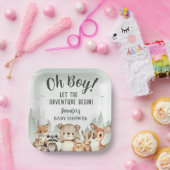 Let The Adventure Begin Baby Shower Boy Woodland Pappteller (Party)