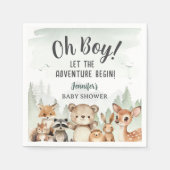 Let The Adventure Begin Baby Shower Boy Woodland Serviette (Vorderseite)
