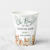 Let The Adventure Begin Boy Woodland Baby Shower Pappbecher (Rückseite)