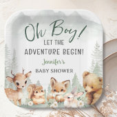 Let The Adventure Begin Boy Woodland Baby Shower Pappteller