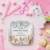 Let The Adventure Begin Boy Woodland Baby Shower Pappteller (Party)
