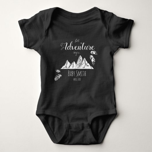 Let the Adventure begin personalizable name Baby Strampler (Vorderseite)
