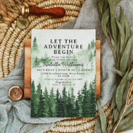 Let The Adventure Begin Rustic Forest Baby Shower  Einladung