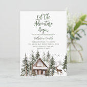 Let The Adventure Begin Winter Baby Shower Einladung (Stehend Vorderseite)