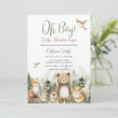 Let the Adventure Begin Woodland Baby Shower Einladung (Stehend Vorderseite)