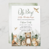 Let the Adventure Begin Woodland Baby Shower Einladung (Vorne/Hinten)