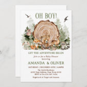Let the Adventure Begin Woodland Boy Baby Shower Einladung (Vorne/Hinten)