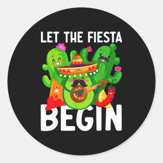 Let the fiesta begin funny cinco de mayo mexican L Runder Aufkleber (Vorderseite)