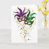 Let the Good Times Roll Mardi Gras Masks Karte (Gelbe Blume)