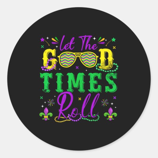 Let The Good Times Roll Mardi Gras New Orleans Men Runder Aufkleber (Vorderseite)