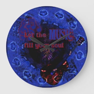 Let the Music Fill Your Soul BLUE Wall Clock Große Wanduhr