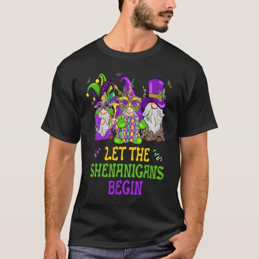 Let The Shenanigans Begin Gnomes Mardi Gras Men W T-Shirt (Vorderseite)