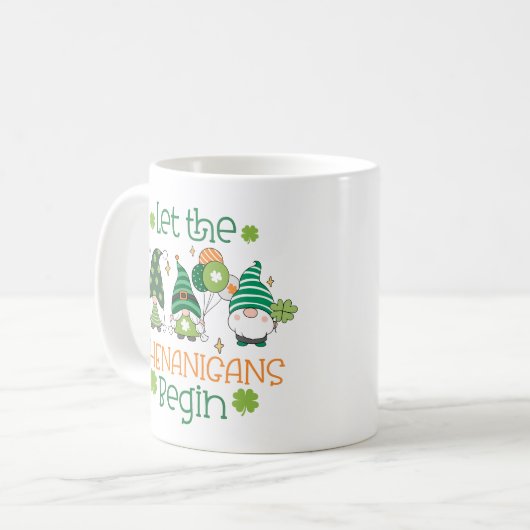 Let the Shenanigans Begin Gnomes St. Patrick’s Day Kaffeetasse (Vorderseite Links)
