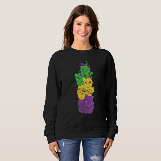 Let The Shenanigans Begin Mardi Gras Cat Sweatshirt (Vorne ganz)