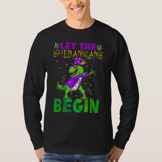 Let The Shenanigans Begin Mardi Gras Dinosaur Kids T-Shirt (Vorderseite)