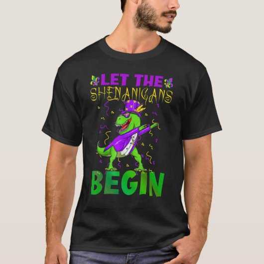 Let The Shenanigans Begin Mardi Gras Dinosaur Kids T-Shirt (Vorderseite)