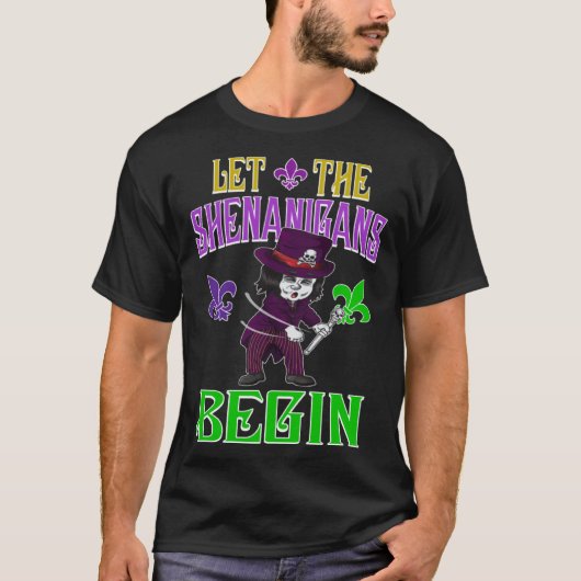 Let The Shenanigans Begin Mardi Gras Flossing Vood T-Shirt (Vorderseite)