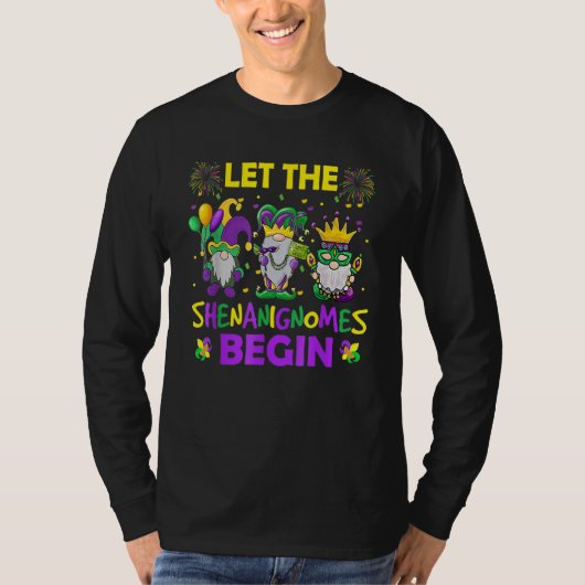 Let The Shenanigans Begin Mardi Gras Gnomes Kids M T-Shirt (Vorderseite)