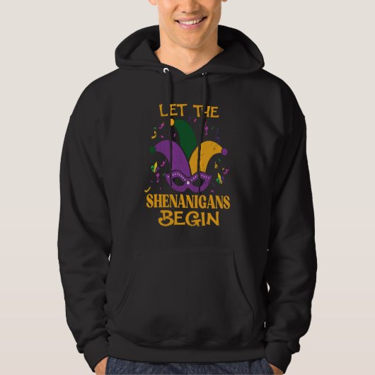 Let The Shenanigans Begin Mardi Gras Jester Hat M Hoodie (Vorderseite)