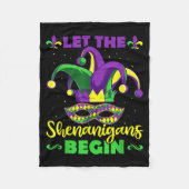 Let The Shenanigans Begin Mardi Gras Jester Hat Ma Fleecedecke (Vorderseite)