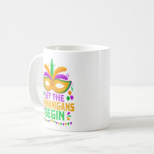Let The Shenanigans Begin Mardi Gras Mask Kaffeetasse (Vorderseite Links)