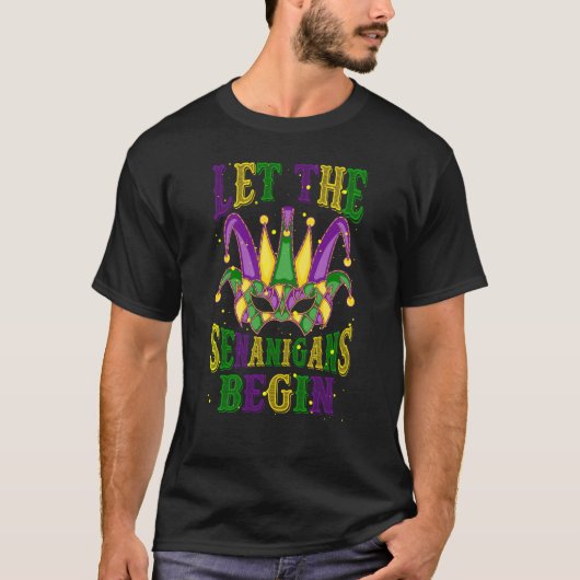 Let The Shenanigans Begin Mardi Gras Mask Souvenir T-Shirt (Vorderseite)