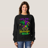 Let The Shenanigans Begin Mardi Gras Party Mask Co Sweatshirt (Vorne ganz)