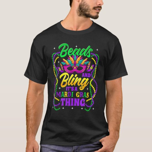 Let The Shenanigans Begin Mardi Gras Party Mask Co T-Shirt (Vorderseite)