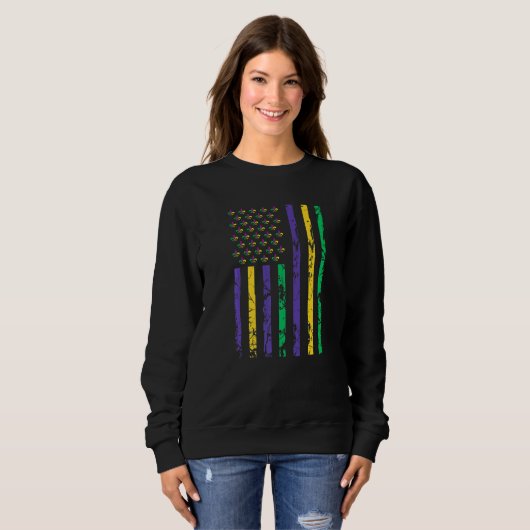 Let The Shenanigans begin Mardi Gras y'all us flag Sweatshirt (Vorne ganz)