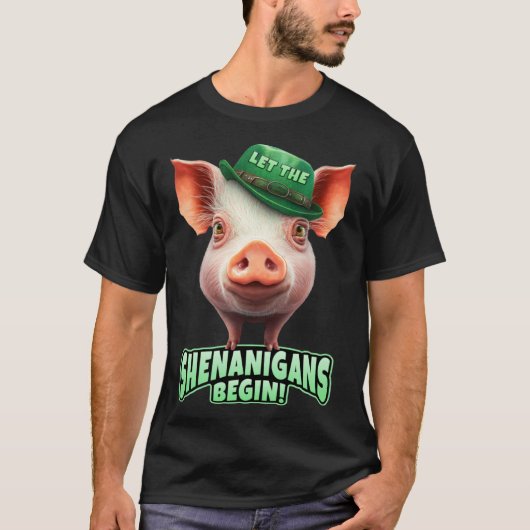 Let The Shenanigans Begin Piggy Leprechaun St Patr T-Shirt (Vorderseite)