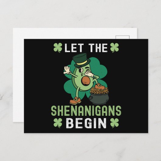 Let The Shenanigans Begin - St Patricks Day Postkarte (Vorne/Hinten)