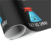 Let Us Spray Funny Praying Bottle Pun Dark BG Geschenkpapier (Rolleneckpunkt)