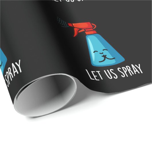 Let Us Spray Funny Praying Bottle Pun Dark BG Geschenkpapier (Rolleneckpunkt)