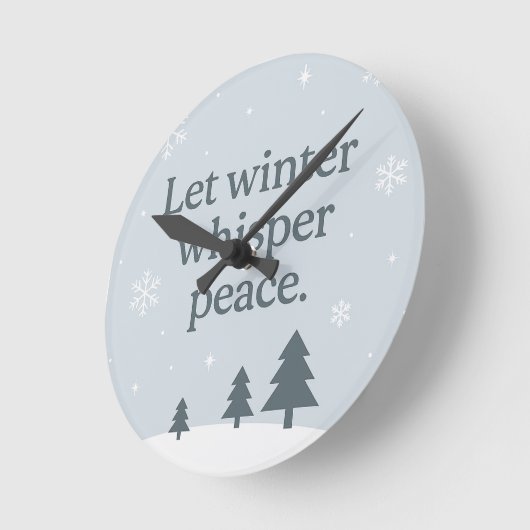 Let Winter Whisper Peace – Scandinavian Winter Runde Wanduhr (Winkel)