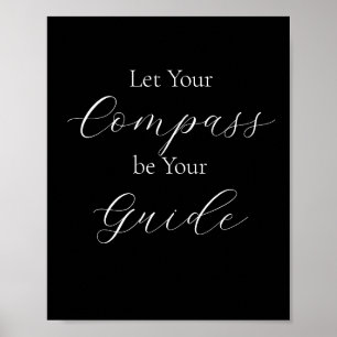 'Let Your Compass Be Your Guide' Phrase White Poster