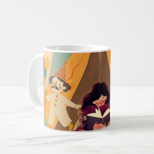 Let Your Imagination Roam - Retro Circus Storytime Kaffeetasse (Vorderseite Links)