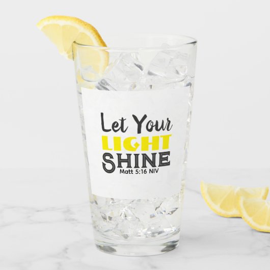 Let Your Light Shine Bible Verse Yellow Cute White Glas (Vorderseite Ice)