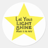 Let Your Light Shine Bible Verse Yellow Star Runder Aufkleber (Vorderseite)