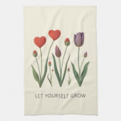 Let Yourself Grow Floral Heart Tulips Art Geschirrtuch (Vertikal)