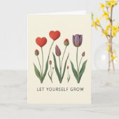Let Yourself Grow Floral Heart Tulips Art Karte (Gelbe Blume)