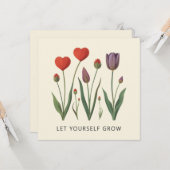 Let Yourself Grow Floral Heart Tulips Art Karte (Vorderseite/Rückseite Beispiel)