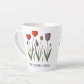 Let Yourself Grow Floral Heart Tulips Art Milchtasse (Linke Ecke)