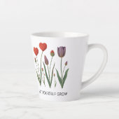 Let Yourself Grow Floral Heart Tulips Art Milchtasse (Rechts)