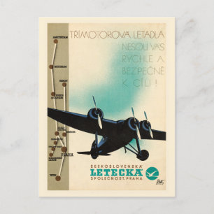 Letecka Czechoslovakia Vintage Poster 1932 Postkarte