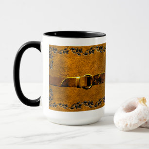Lether & Belt, goldener Ton Schwarz 15 oz Combo Ta Tasse