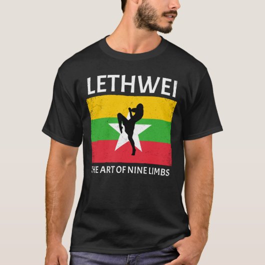 Lethwei-Flagge des T - Shirt von Myanmar (Vorderseite)