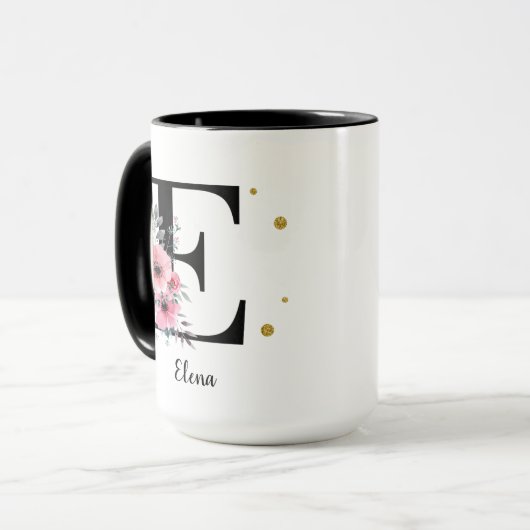 Letras con flores y glitter tasse (Vorderseite Links)