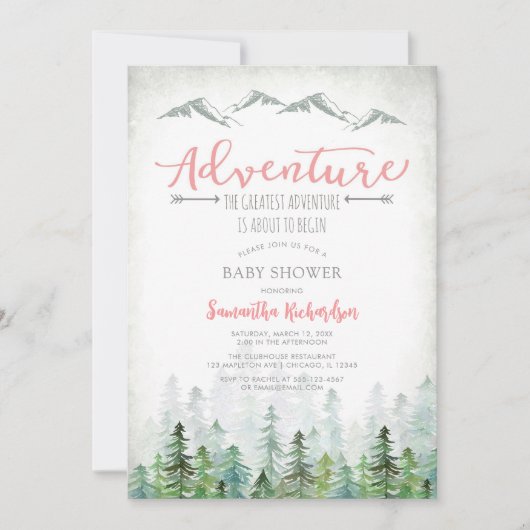 Let's Adventure Begin Forest Baby Shower Einladung (Vorderseite)