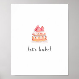 LET'S BAKE - Erdbeerposter Poster