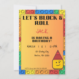 Let's Block & Roll Birthday invitation Einladung